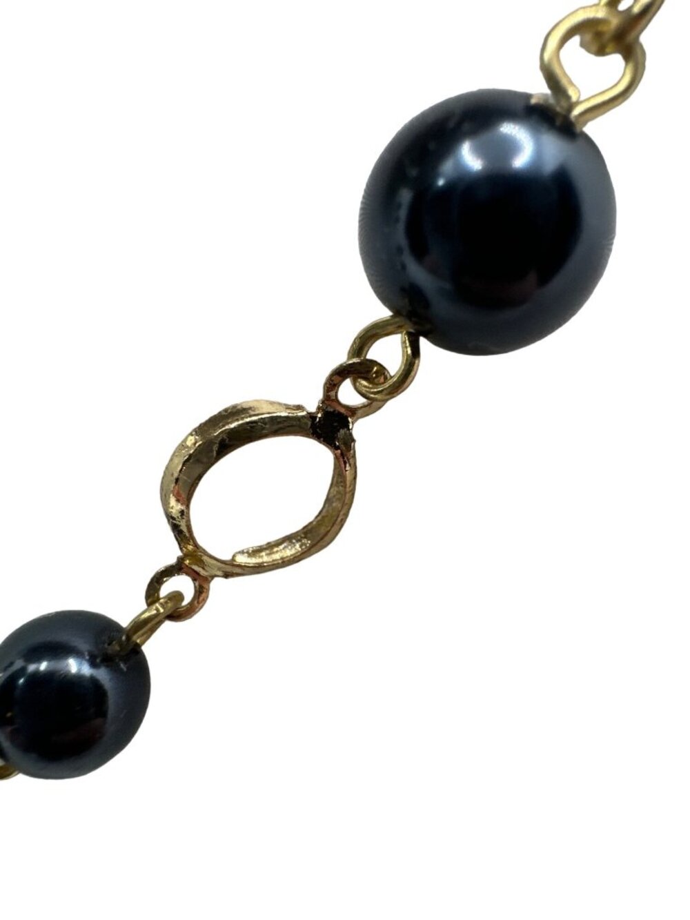 Timeless Y2k Black Pearl Strand Necklace Extra Long Simulated Polished Classic - Picture 6 of 6